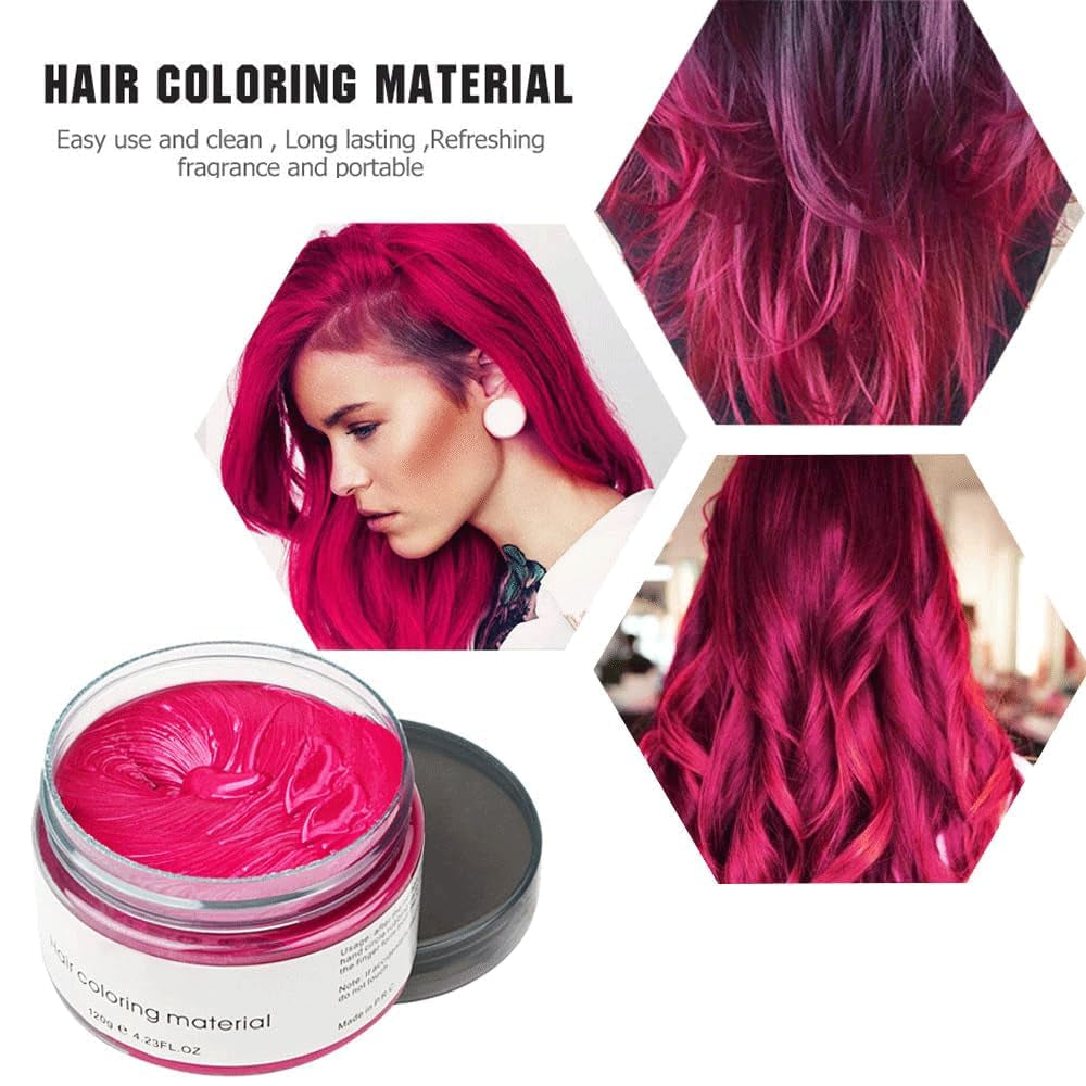 Color de cabello temporal 4.23 onzas de cera de color para hombres y mujeres Pomada de color natural lavable Tinte para el cabello instantáneo para fiesta Cosplay Halloween (rojo) Naty Shop Tinte para el cabello