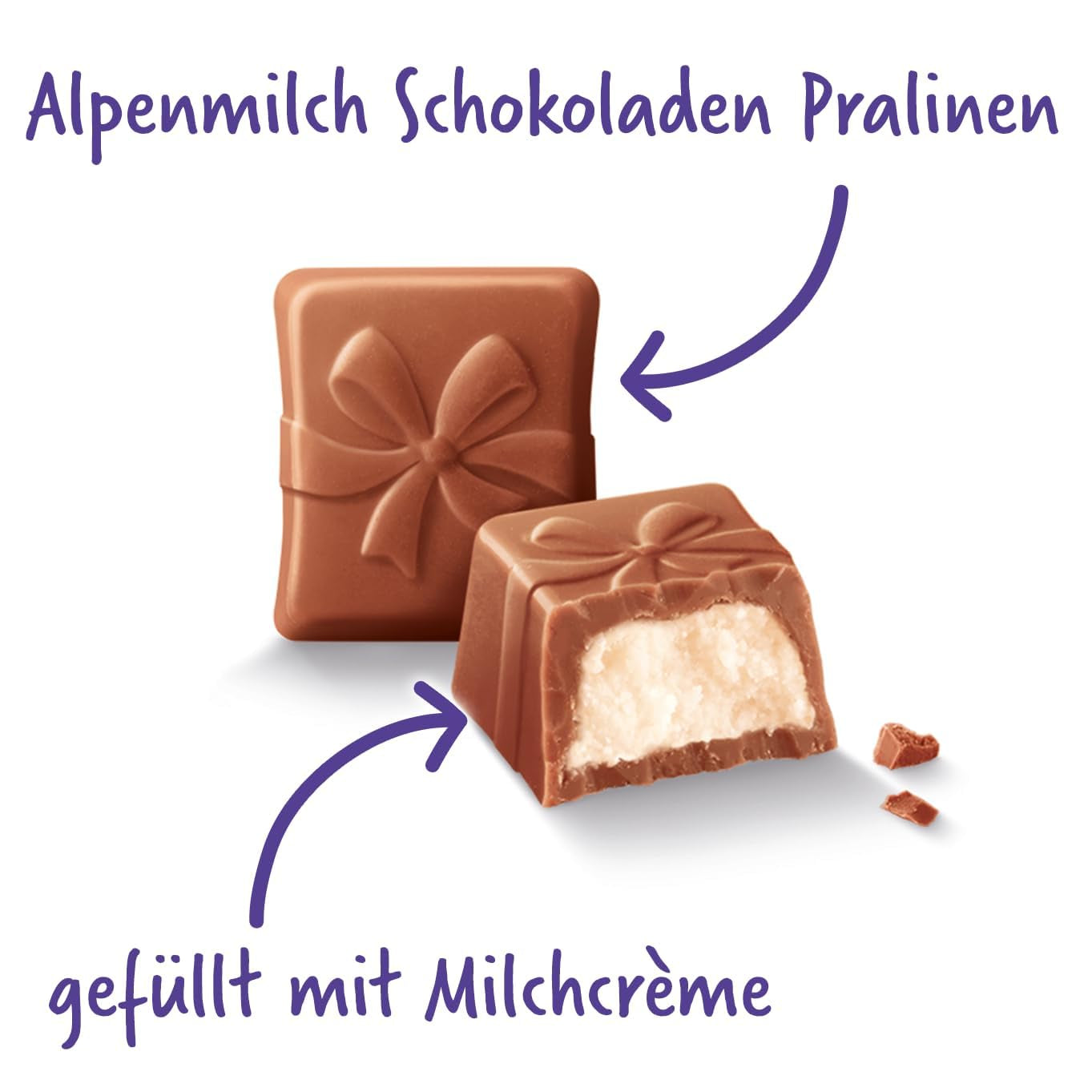 Praliné Milka Felicitaciones – Chocolate con leche alpino con relleno de fina crema de leche – 10 x 110 g