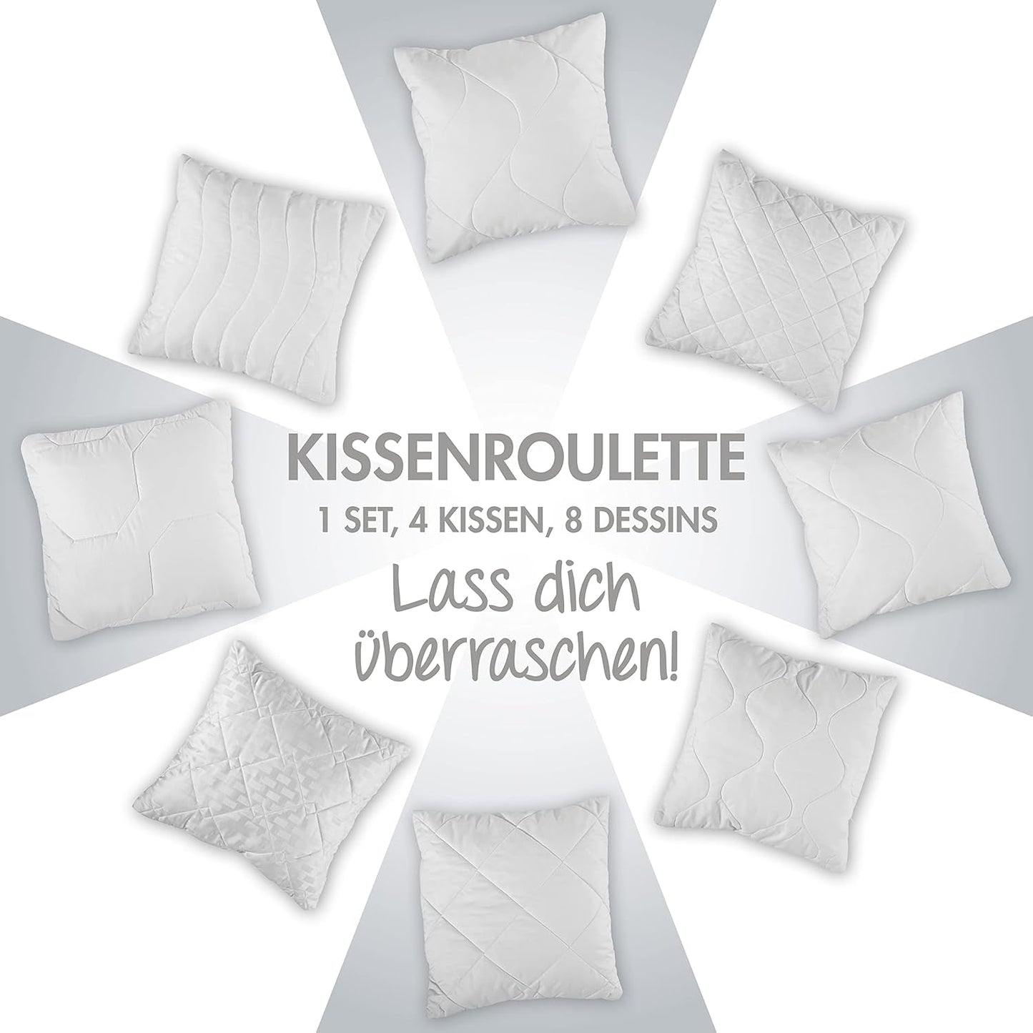 Traumnacht Cómoda almohada para ruleta, Juego de 4 almohadas, Con funda acolchada y relleno de espuma, 40 X 40 cm, Certificado Oeko-Tex, Fabricadas según el estándar de calidad alemán Naty Shop almohadas estándar