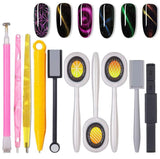 Nail Art Werkzeug Magnetstift, 10 piezas Nagel Magnet Stick Tool Set, Nagel Magnet Stift y Starker Magnet Stock Punktierungsstifte para DIY 3D Magnetics Katzenauge UV Gel Polnisch Nagel Kunst