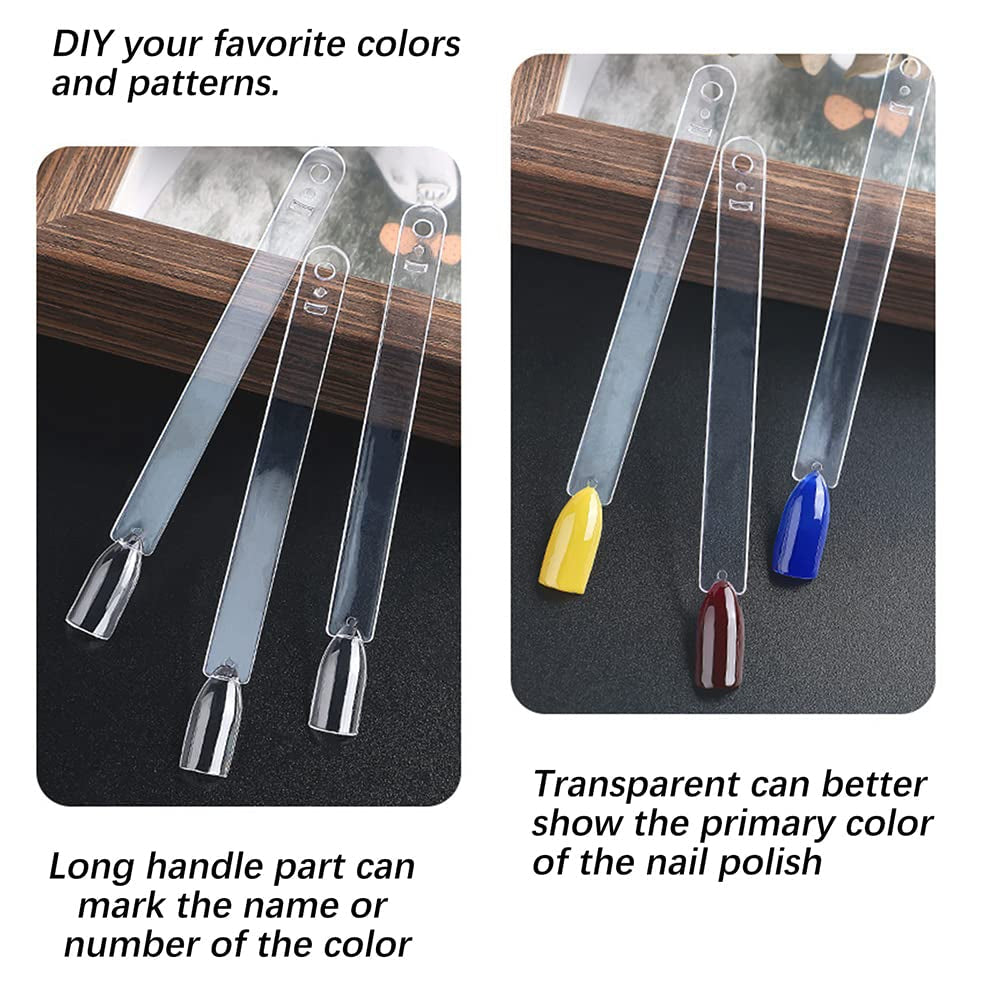 300 barras de uñas transparentes, diseños de uñas en forma de abanico, puntas de visualización a color con 6 anillos de metal, placa de uñas artificiales para salón de uñas y práctica de esmalte de gel para principiantes