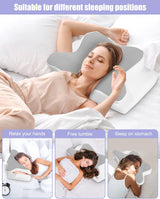 Almohada para el cuello, almohada de apoyo lateral, almohada de espuma viscoelástica, almohada ortopédica, almohada ergonómica de apoyo para el cuello para un soporte óptimo Almohada de apoyo lateral para la espalda y el estómago (62 x 41 x 13 cm) Almohadas ortopédicas cervicales Naty Shop