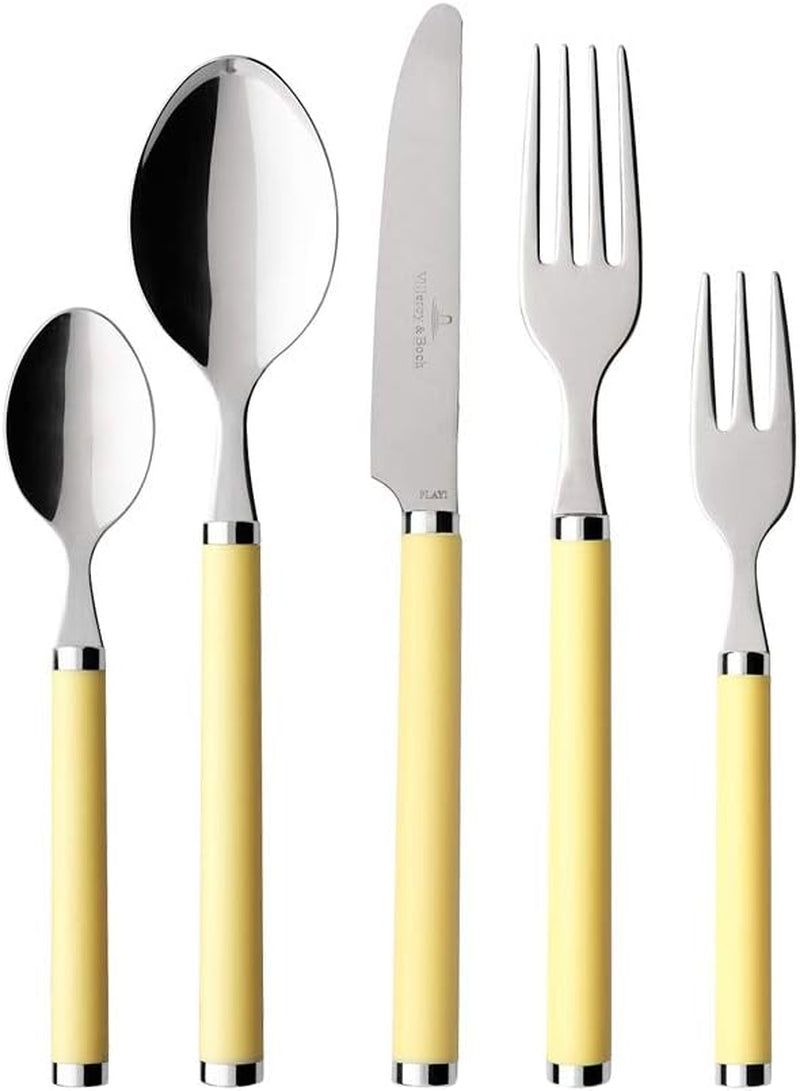 Villeroy And Boch - Play, Juego de cubiertos Sunny Day, 30 piezas, para 6 personas, mangos de acero inoxidable/plástico amarillo Cocina Naty Shop