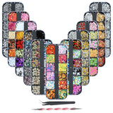 Kit de 8 cajas de strass para decoración de uñas, juego de strass para decoración de uñas, Nagel Kunst Strasssteine ​​​​Gems Perlen Edelsteine ​​​​Bunt Pferdeaugen Strass para Nageldesign Zubehör con 1 pinzetten y 1 Strass Picker para bricolaje