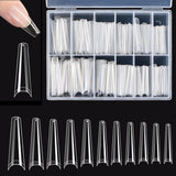 Uñas postizas transparentes extralargas, 240 piezas de uñas postizas de media cubierta, uñas postizas rectas cuadradas, extensiones de uñas francesas para salones de uñas y arte de uñas DIY