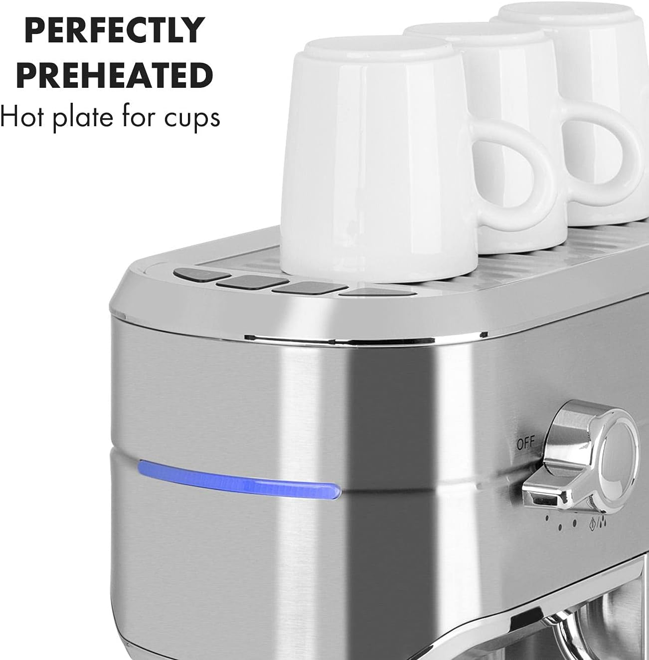 Klarstein Futura Cafetera espresso, Cafetera espresso portátil con filtro, 1450 W, 20 bar, Calidad barista, Doble boquilla, Parada de flujo, Cafetera espresso portátil con filtro, Función espumador de leche, Plata