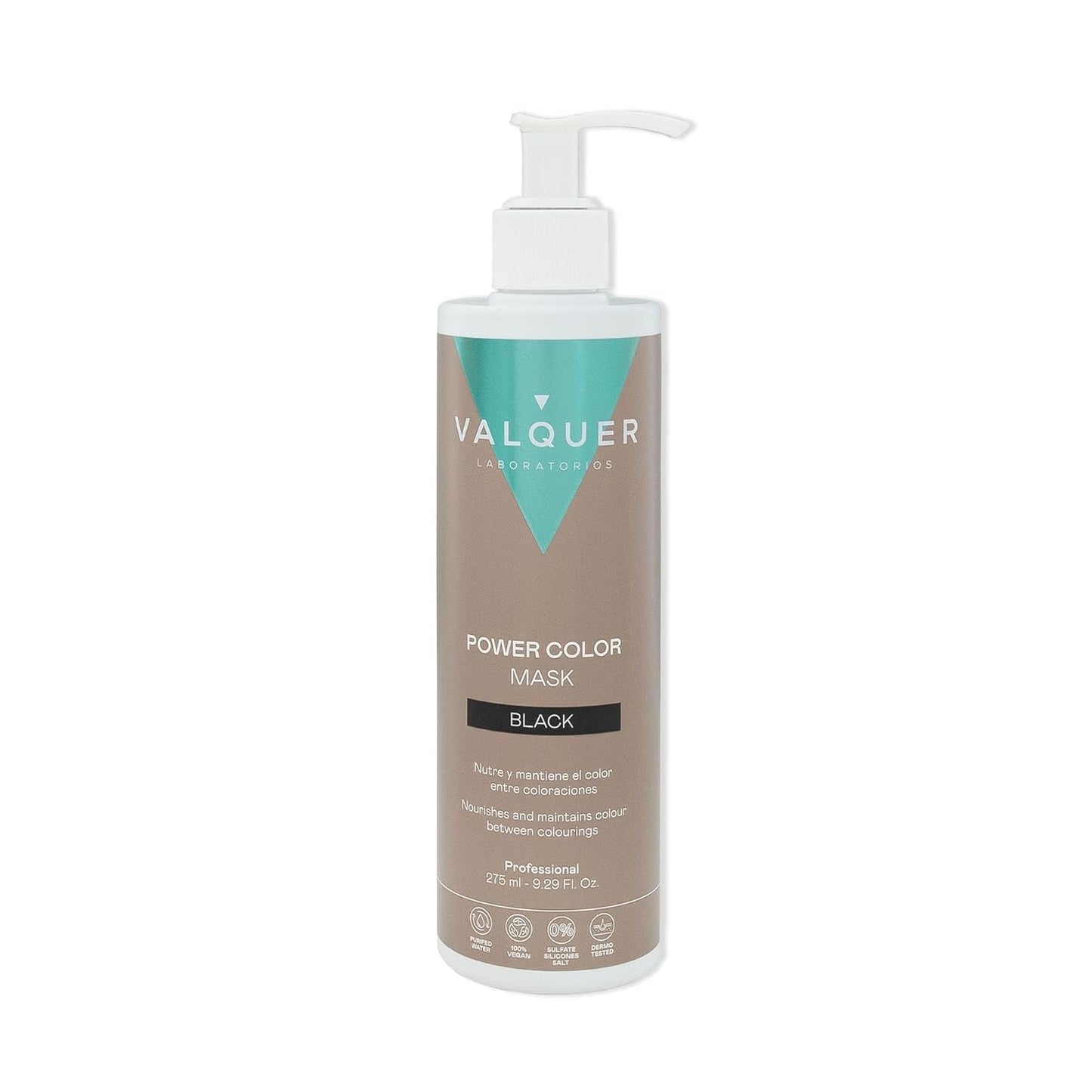 Valquer Power Color Mask Formulación vegana y sin siliconas Da color al cabello 290 ml negro Naty Shop Mascarilla Capilar Negro 290 Ml (Pack de 1)