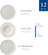 Villeroy & Boch Toy's Delight Royal Classic Vajilla de 12 piezas, Apta para lavavajillas y microondas, Blanco, Platos, Vajilla para 4 personas, Vajilla navideña, Juguetes, Porcelana Premium