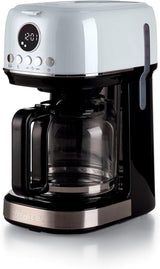 Ariete Moderna 1396 Cafetera espresso con filtro para preparar café americano hasta 15 tazas Jarra de cristal Placa calefactora Pantalla LCD Filtros extraíbles y lavables Blanco