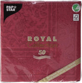 50 Servilletas "Colección ROYAL" Pliegue 1/4 40 Cm X 40 Cm Burdeos "Adornos"