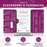 Nutra Tea Saúco y equinácea, té para inmunidad y resfriados, té de apoyo inmunológico, lucha contra el resfriado, 20 bolsitas de té reutilizables, té de hierbas naturales