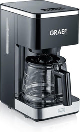 GRAEF. FK402 Cafetera espresso con filtro negra, 1,25 L, función de mantenimiento de calor, temporizador, función de preinfusión, cabezal de preparación para un desarrollo óptimo del sabor, fácil de usar