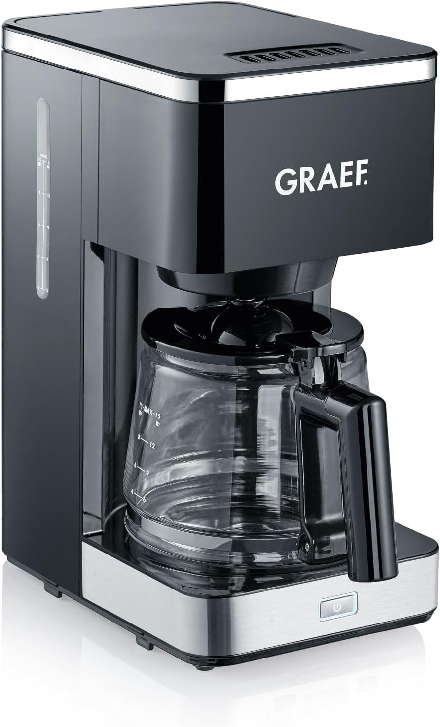 GRAEF. FK402 Cafetera espresso con filtro negra, 1,25 L, función de mantenimiento de calor, temporizador, función de preinfusión, cabezal de preparación para un desarrollo óptimo del sabor, fácil de usar