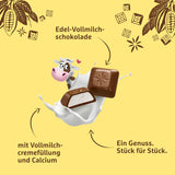 Schogetten para niños, barra de chocolate de 100 g, chocolate con leche con relleno cremoso de leche, en porciones convenientes. Un manjar. Pieza por pieza.