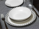 Servicio de mesa gráfica, 18 piezas para 6 personas, porcelana, blanco