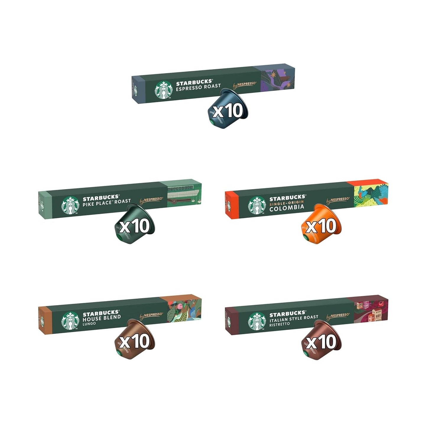 STARBUCKS Coffee Shop Classics – STARBUCKS Espresso Roast Pack de Nespresso, Kaffeekapseln 10 x 10 (100 Kapseln) – Exklusiv bei Amazon