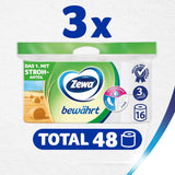 Zewa Proven - 48 rollos - El primer papel higiénico con contenido de paja - 3 capas