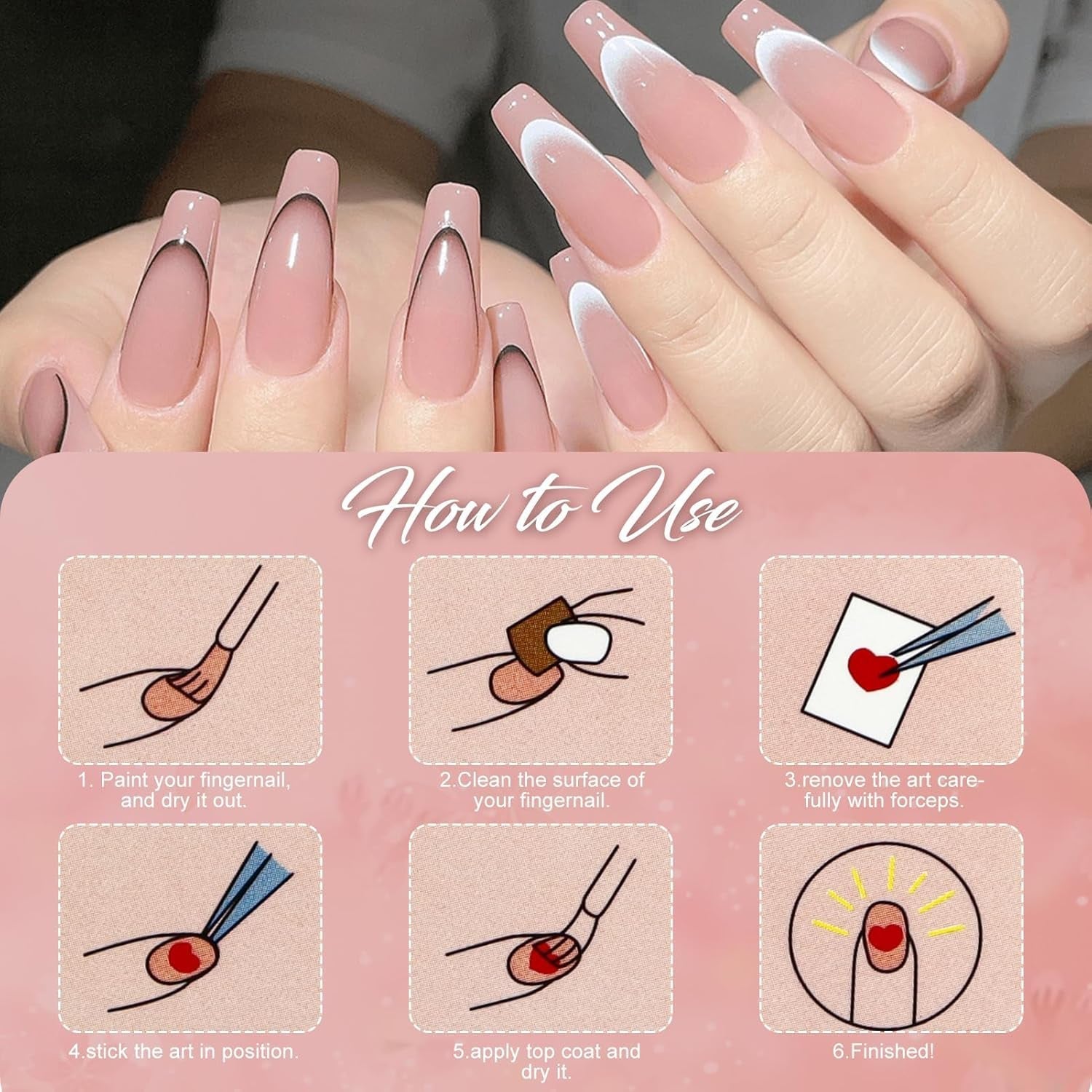 12 Stück French Tip Nagelsticker Selbstklebend Bunte French Nails Schablone Nagelaufkleber Nail Art Stickers Nageldesign DIY Nägel Zubehör (12 colores)