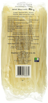 Fideos de arroz - tailandeses, fideos de cinta de arroz de 5 mm de ancho, hechos con harina de arroz - 17 x 400 g