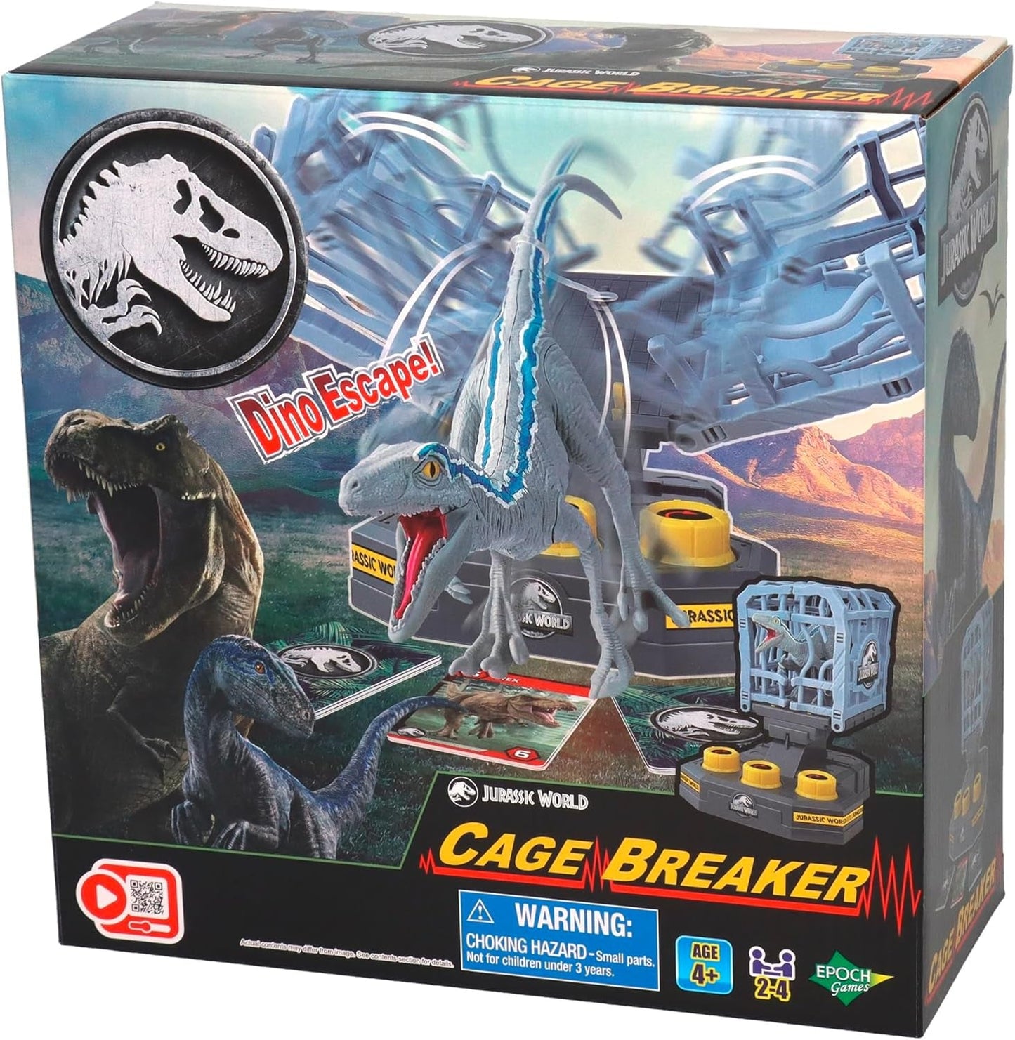 EPOCH Games, Jurassic World - Cage Breaker, 7523, juguete de dinosaurio, juego de mesa para niños a partir de 4 años