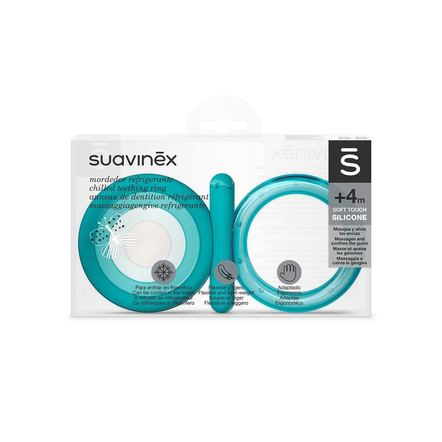 Suavinex Mordedor Bebé Silicona + Mordedor 4 Meses Cool Suave y Ligero Mariposa Azul