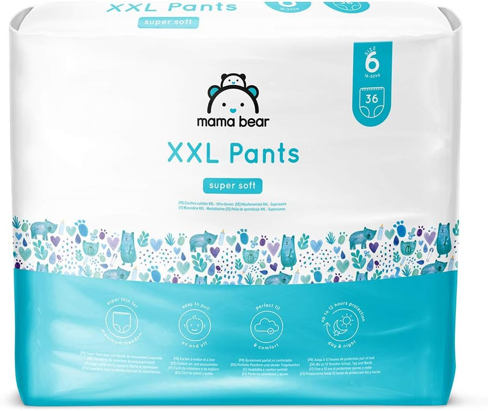 Marca Amazon: Mama Bear Pañales Pull-Up XXL, talla 6 (18-30 kg), 72 piezas (2 paquetes de 36)