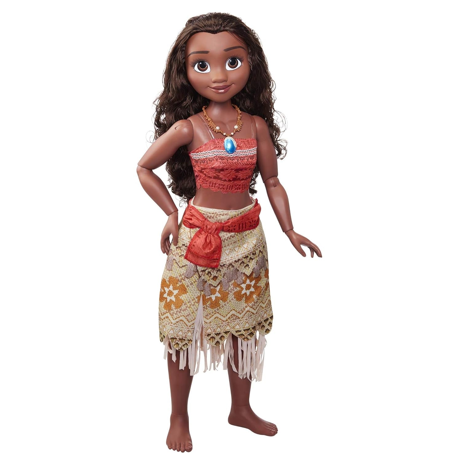 Muñeca Disney Princesa Moana de 80 cm de Jakks Pacific Muñeca móvil con cepillo para peinar sus rizos ondulados Vestido inspirado en la película Collar con colgante desmontable Muñecas Naty Shop