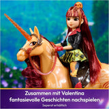 Unicorn Academy Cinder the Unicorn - Unicornio Valentina original de 28 cm de altura de la serie de Netflix, con melena y cola reales, brida, silla y cepillo extraíbles, para niños a partir de 4 años