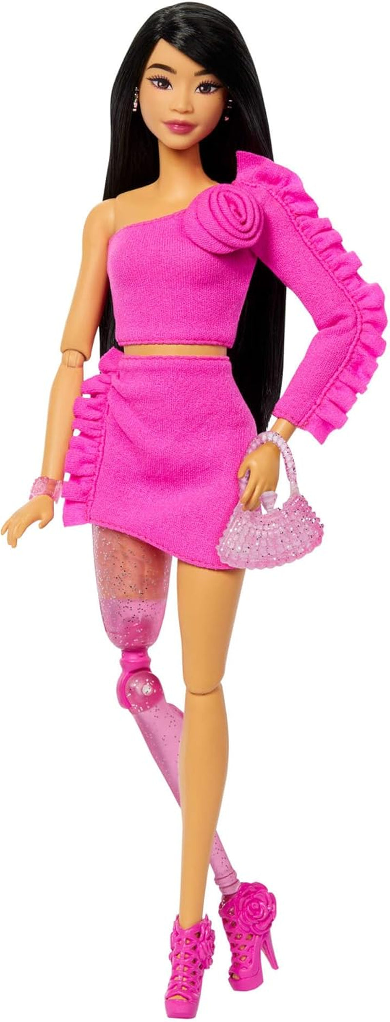 Muñeca Barbie Deluxe Estilo no. 3 con conjunto Barbiecore, cabello rubio recogido en moño alto, vestido rosa pastel con lazo extragrande y accesorios como medias de rejilla, HYV27 Naty Shop Dolls Black