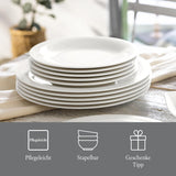 vivo - Grupo Villeroy & Boch – Vajilla Essential Blanco 18 tlg. Weiß, Spülmaschinenfest, Mikrowellensicher, Geschirr Set für 6 Personen, Müslischalen, Speiseteller, Dessertteller, Premium Porzellan