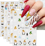 JMEOWIO Nagelsticker Weihnachten 10 Blatt Nail Art Sticker Selbstklebend Nagelaufkleber Glitter Schneeflocke Navidad Invierno Urlaub Oro Decoración Nageldesign Zubehör