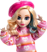 Muñeca Monster High Wednesday y accesorios Figura coleccionable de Enid Sinclair rosa con boina y mochila Soporte para muñecas HXJ05