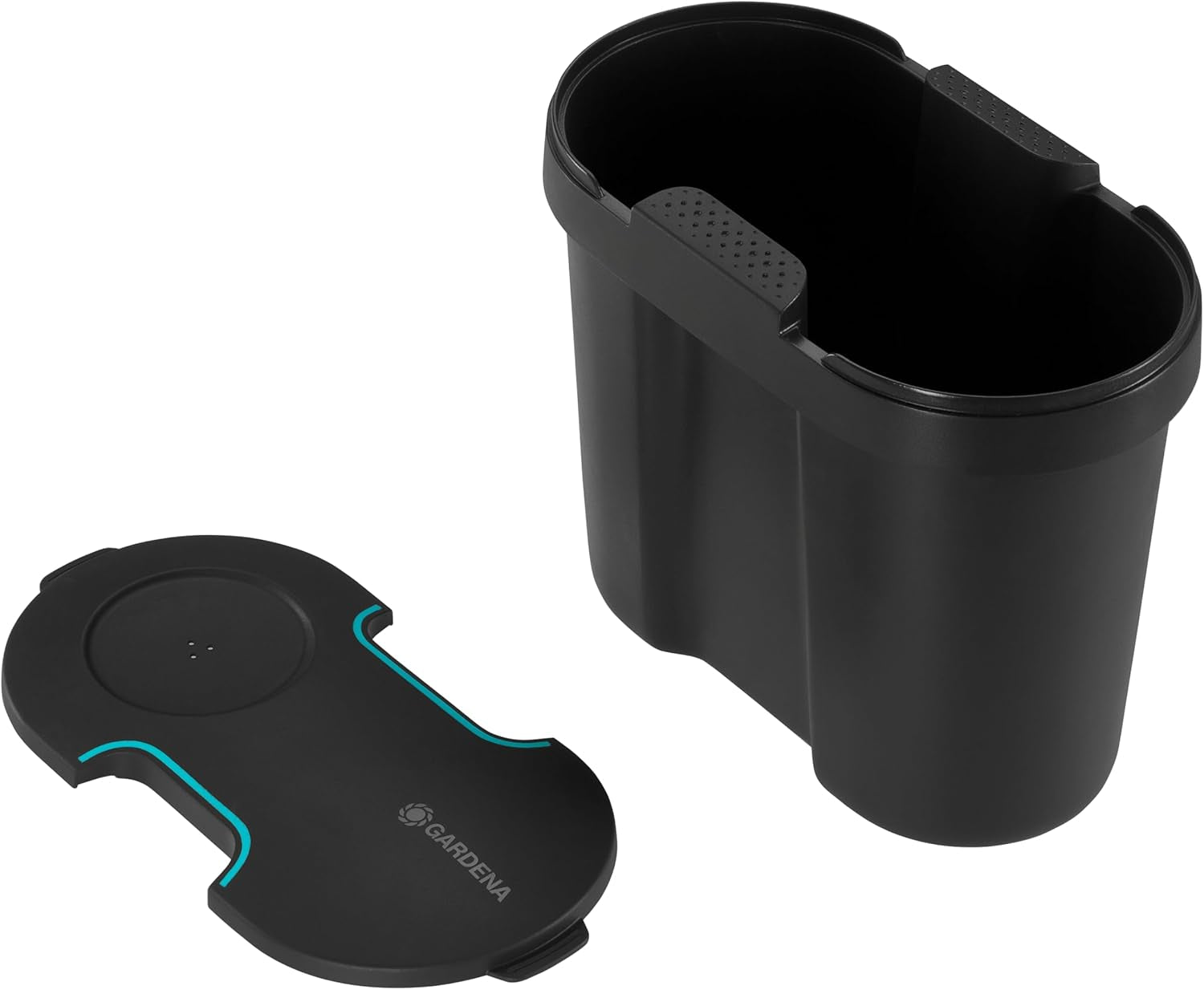 Gardena Water Tank: Depósito de agua para uso interior y exterior, ampliable con tubo de distribución y conector, 10,5 l (13367-20), negro; turquesa