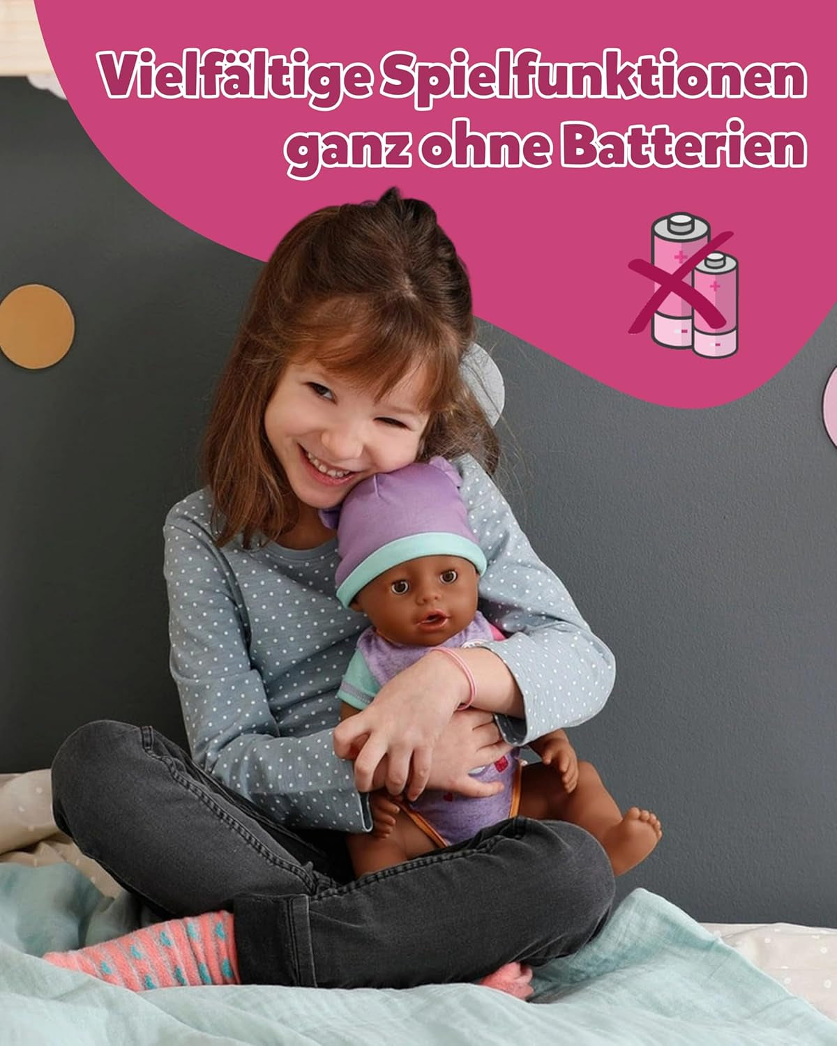 BABY Born Eva - muñeca bebé 43 cm - 10 funciones incluidos accesorios y colchón - Funciona completamente sin pilas - Apto para niños a partir de 3 años