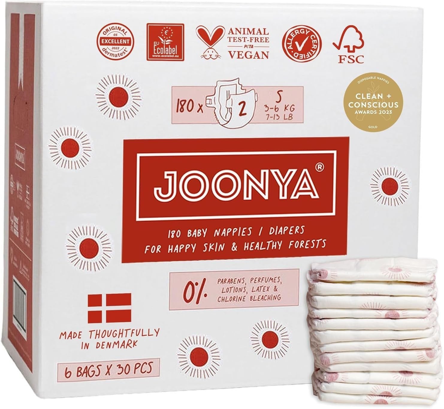 Pañales para bebé, talla 3M (4-8 kg) - 1 bolsa de 28 - Sin sustancias nocivas, ecológicos, muy absorbentes, aptos para uso nocturno, ultrafinos y suaves - Fabricado en Dinamarca