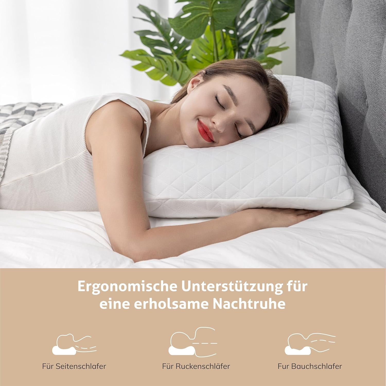 EGO HOME Almohada viscoelástica 40x80 cm con viscoelástica triturada - Almohada cervical ergonómica y transpirable para personas que duermen de lado, boca arriba o boca abajo - Certificado Oeko-Tex - Funda lavable