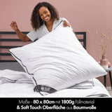 Almohada 80X80 Cm - diseño 2 en 1 - almohada en almohada - almohada grande para dormir transpirable y lavable y 100% vegana - 2 almohadas 3 opciones - almohada con relleno de 600G y 1200G Naty Shop almohadas estándar