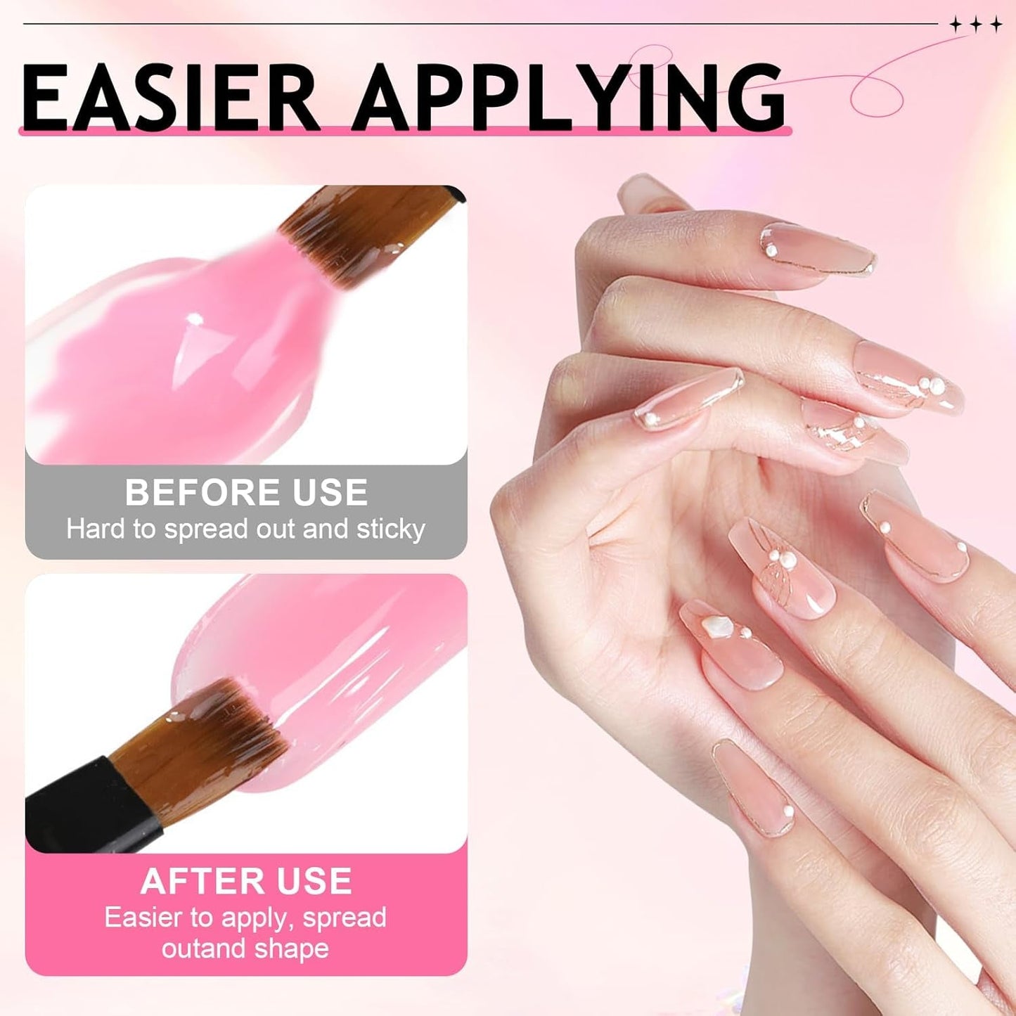 Solución para uñas Polygel, kit para uñas con solución antideslizante Polygel, soluciones líquidas para uñas Polygel de 75 ml, 5 clips para puntas de uñas, 3 cepillos para uñas, 1 vaso de cristal, 100 hojas de limpieza