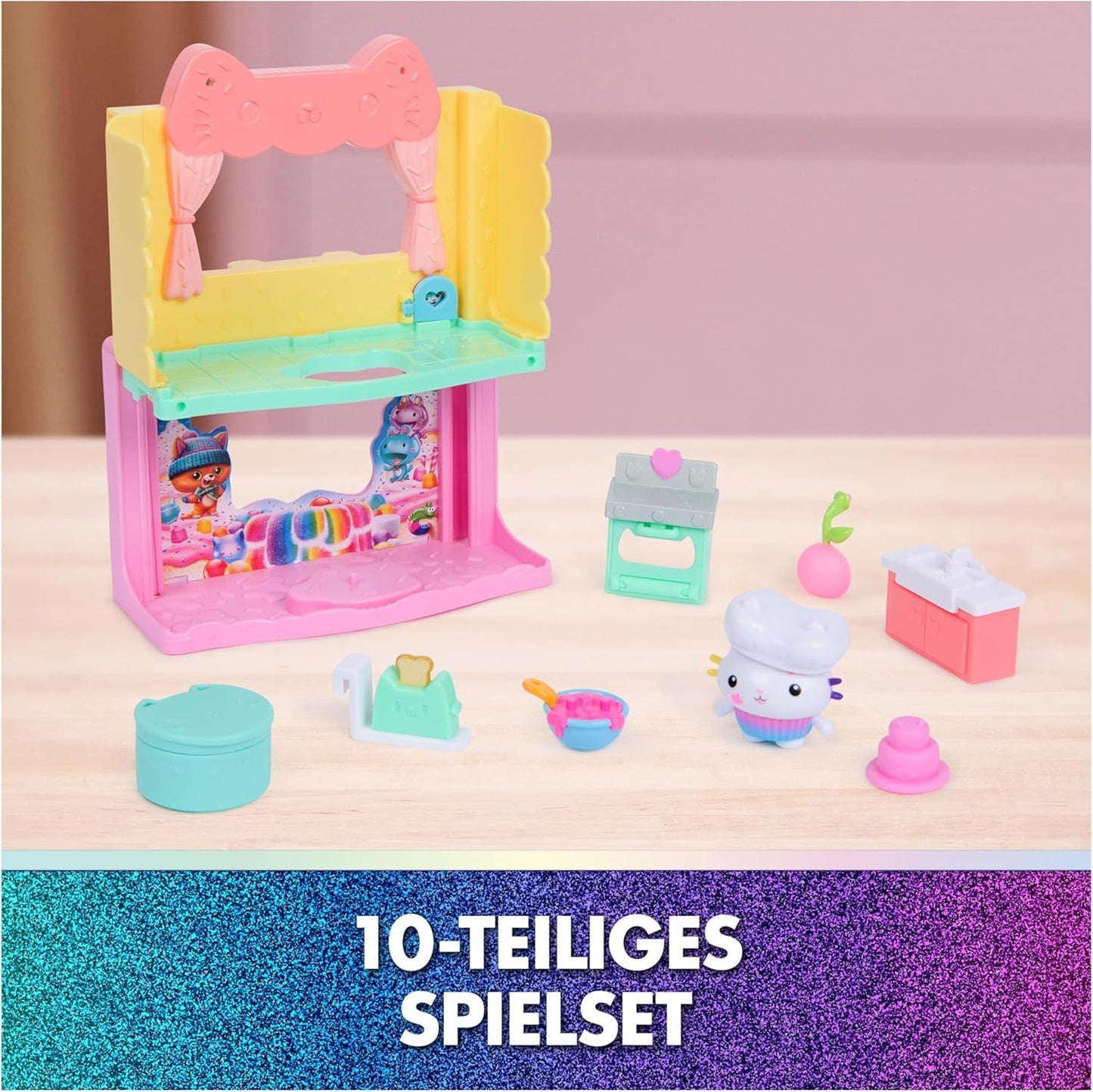 DREAMWORKS LA CASA DE MUÑECAS DE GABBY: LA PELÍCULA - Portal Room La cocina espolvoreada con azúcar de Kuchi con figura y accesorios, para mayores de 3 años