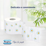 Regina Cartacamomilla - 8 Rollos de Papel Higiénico, 300 Hojas Esponjosas, 3 Capas, Suave y Firme, Envase de Papel Reciclable