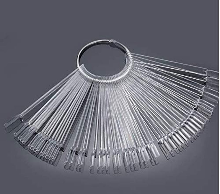 50 anillos de punta para decoración de uñas, placas transparentes de color, varillas para anillos de exhibición de esmalte de uñas, práctica de salón de uñas, exhibición de puntas de uñas para exhibición y práctica de arte de uñas DIY