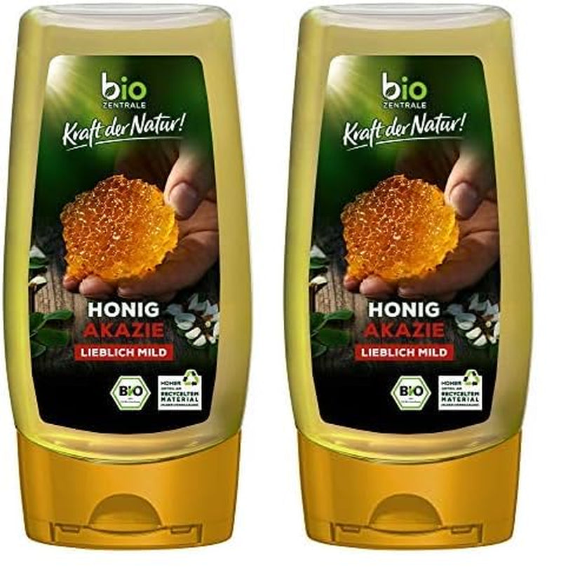 Biozentrale Miel de acacia biológica | 350 g Miel ecológica de flores de acacia blanca | Ideal para untar Miel orgánica para té | Alternativa a la miel en forma de panal (paquete de 2)