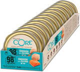 Wellness CORE 98% 12 x 85g, Pollo y Salmón - Comida húmeda para gatos, paté espeso, sin cereales, natural, hipoalergénica, rica en proteínas, rica en carne