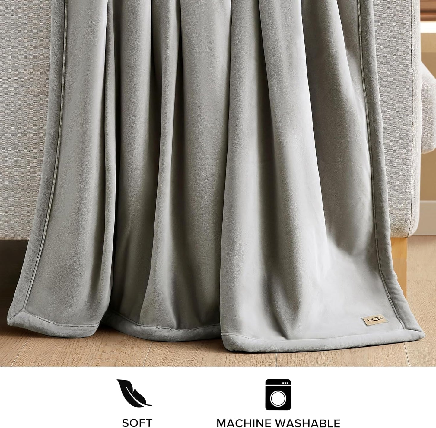 UGG 01465 Bliss Sherpa Throw Blanket Totalmente reversible para sofá o cama Lavable a máquina Cuidado fácil Suave felpa Mantas de lujo de gran tamaño 178 x 127 cm Seal Naty Shop Edredones y edredones
