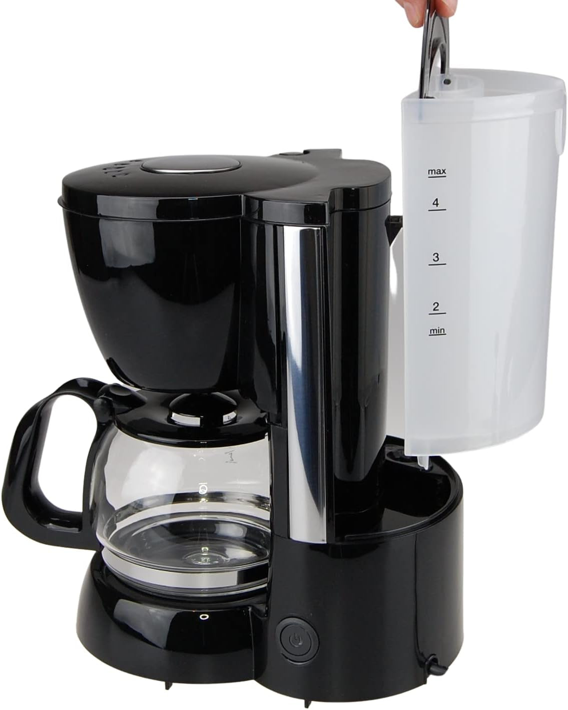 Cafetera de filtro grueso con jarra de cristal KA 12.17 | 0,6 litros para 4 tazas de café | 600 vatios | Negro - Acero inoxidable