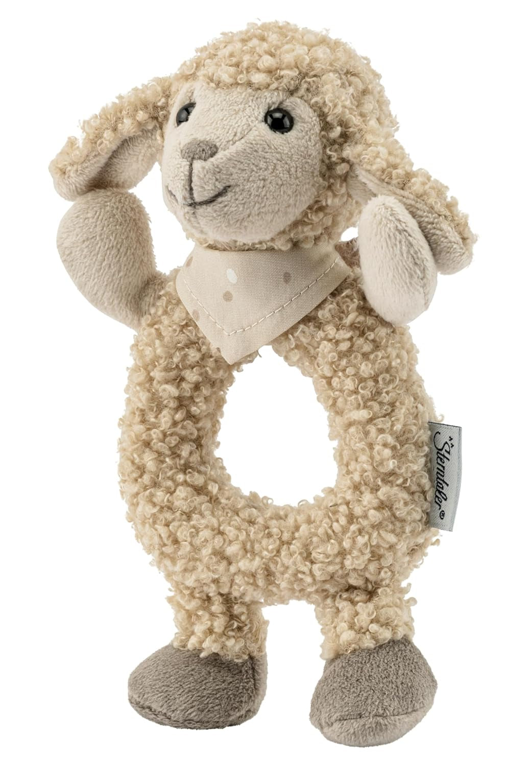 Flocke Sheep Sterntaler Catch Toy - juguete de actividad motora para sonajero, tocar y jugar - peluche para bebés y niños con el cascabel como fiel amigo - juguete para bebé de tela suave color arena Baby Toys Naty Shop