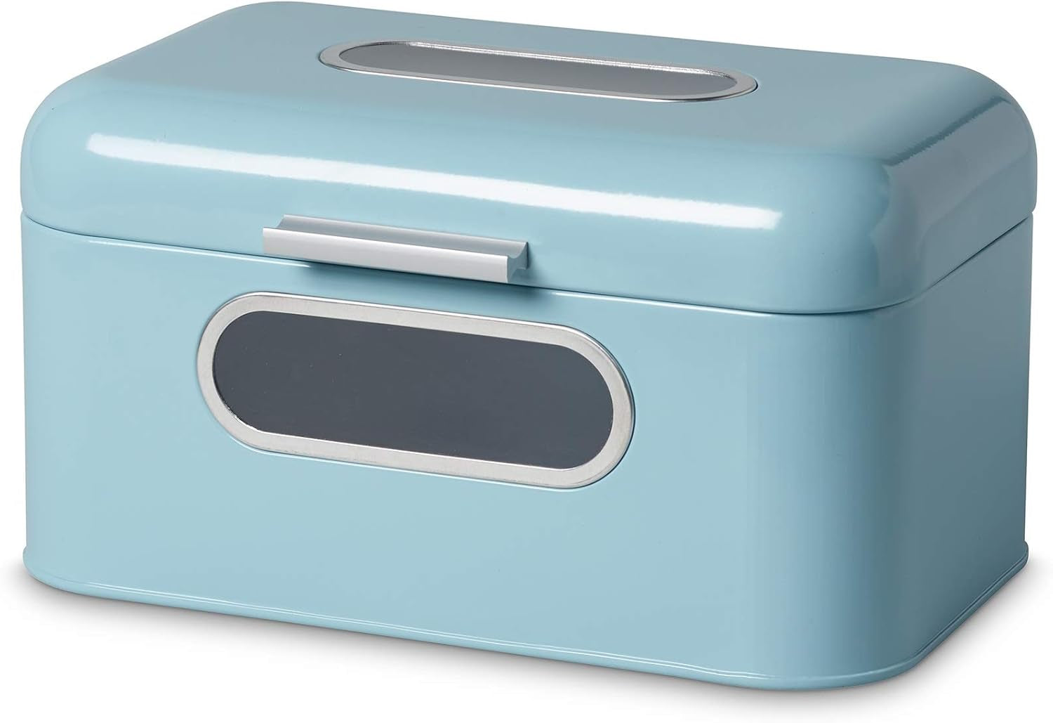 ECHTWERK Panera de Metal Retro con Ventana y Tapa Juego de 3 Cajas de Almacenamiento Elegantes Capacidad de 1,4 L Cajas de Almacenamiento de Alimentos Rojas Naty Shop Azul Claro S Individual