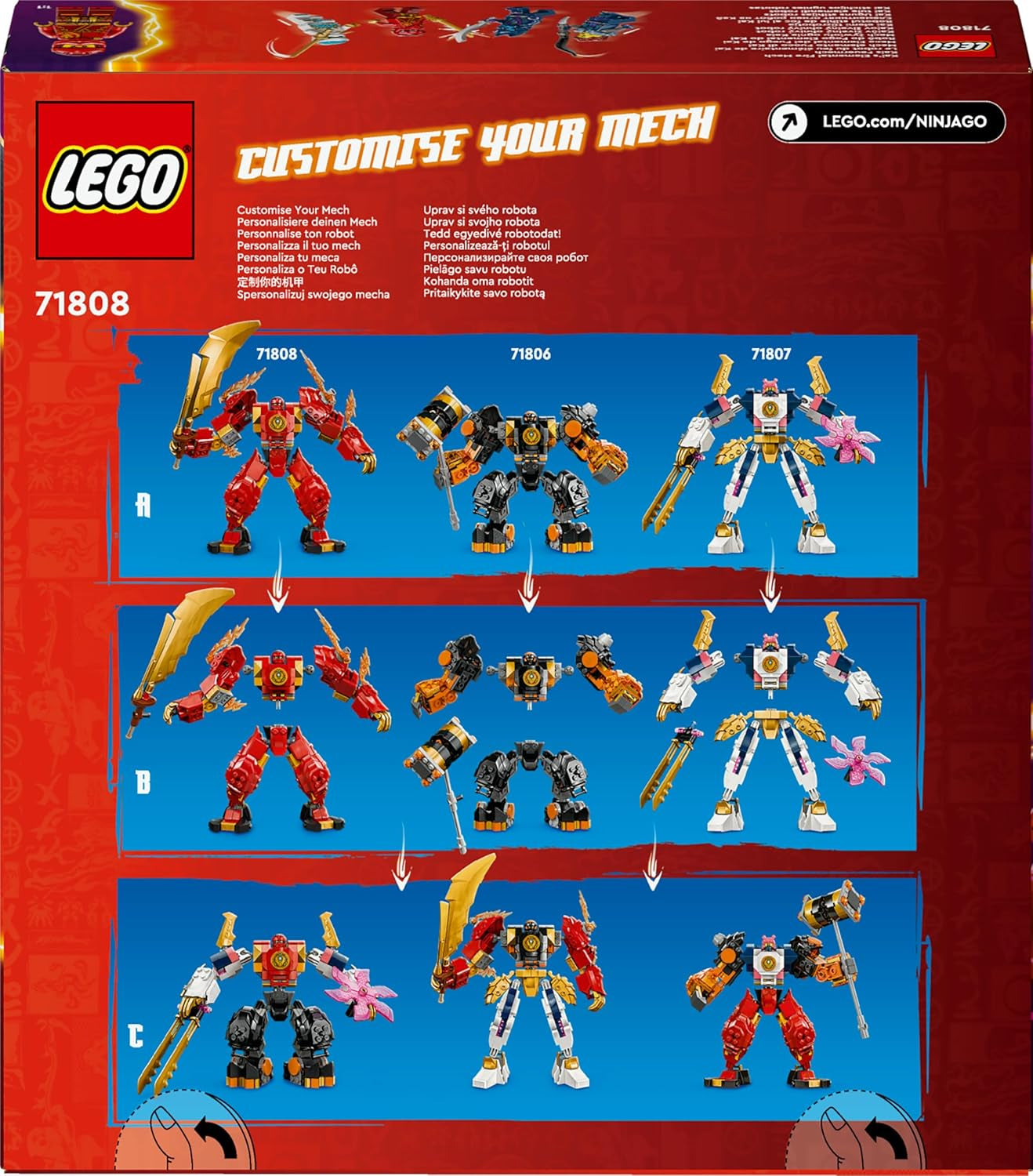 LEGO NINJAGO Figura de acción del robot de fuego de Kai, juguete para niños con figura de robot rojo personalizable, juego de ninja, 4 figuras, incluidos Kai y Zane, regalo para niños y niñas de 7 años 71808 Juegos de construcción Beuche den LEGO-Store