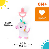 Bright Starts SootheMate Chupete de Peluche, Unicornio - Chupete desmontable con forma de chupete para recién nacidos y niños mayores