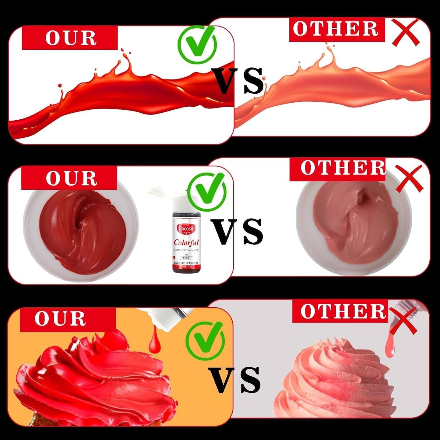 Colorante alimentario rojo, 26 g de colorante alimentario concentrado, colorante alimentario a base de aceite, colorante alimentario concentrado sin azúcar, colorante alimentario líquido para hornear, para manteca de cacao, crema de mantequilla